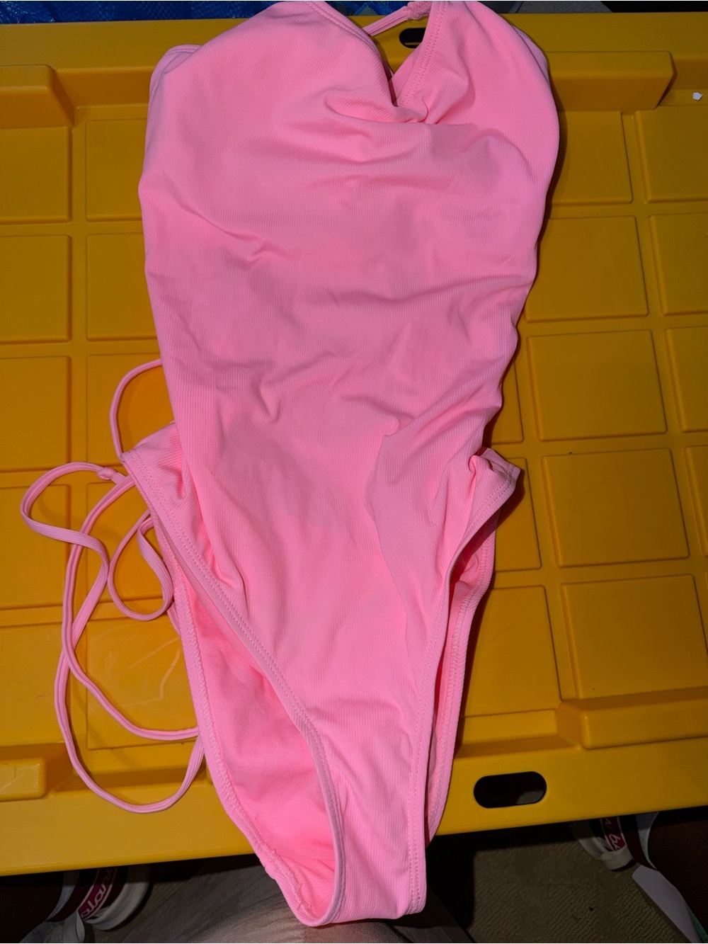 Women’s Neon Pink One-Piece Swimsuit — Sleek Strappy Back